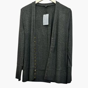 Elegant Gray Women's Cardigan with Button Details